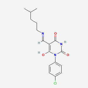 1-(4-Chlorophenyl)-6-hydroxy-5-(4-methylpentyliminomethyl)pyrimidine-2,4-dione