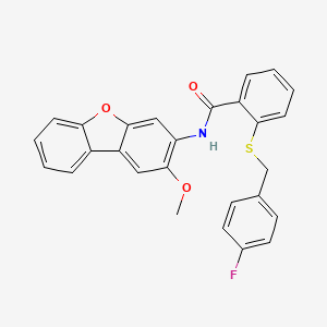 2-[(4-fluorobenzyl)sulfanyl]-N-(2-methoxydibenzo[b,d]furan-3-yl)benzamide