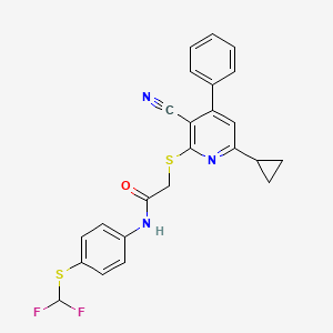 2-[(3-cyano-6-cyclopropyl-4-phenylpyridin-2-yl)sulfanyl]-N-{4-[(difluoromethyl)sulfanyl]phenyl}acetamide