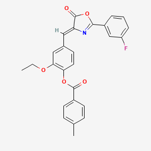 [2-ethoxy-4-[(Z)-[2-(3-fluorophenyl)-5-oxo-1,3-oxazol-4-ylidene]methyl]phenyl] 4-methylbenzoate