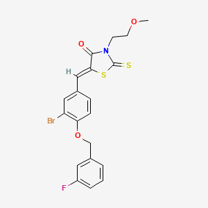 5-{3-bromo-4-[(3-fluorobenzyl)oxy]benzylidene}-3-(2-methoxyethyl)-2-thioxo-1,3-thiazolidin-4-one