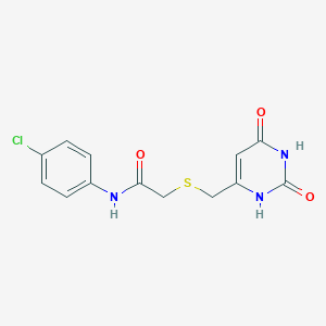 molecular formula C13H12ClN3O3S B500942 N-(4-chlorophenyl)-2-{[(2,6-dioxo-1,2,3,6-tetrahydro-4-pyrimidinyl)methyl]sulfanyl}acetamide 