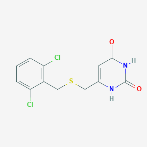 molecular formula C12H10Cl2N2O2S B500944 6-{[(2,6-dichlorobenzyl)sulfanyl]methyl}-2,4(1H,3H)-pyrimidinedione 
