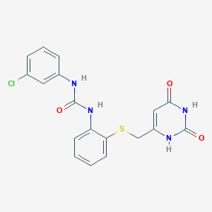 molecular formula C18H15ClN4O3S B500949 N-(3-chlorophenyl)-N'-(2-{[(2,6-dioxo-1,2,3,6-tetrahydro-4-pyrimidinyl)methyl]sulfanyl}phenyl)urea 