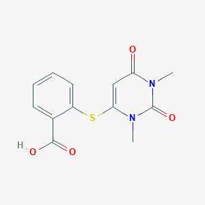 molecular formula C13H12N2O4S B500952 2-[(1,3-Dimethyl-2,6-dioxo-1,2,3,6-tetrahydro-4-pyrimidinyl)sulfanyl]benzoic acid 