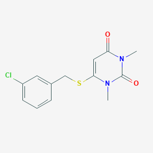 molecular formula C13H13ClN2O2S B500959 6-[(3-chlorobenzyl)sulfanyl]-1,3-dimethyl-2,4(1H,3H)-pyrimidinedione 