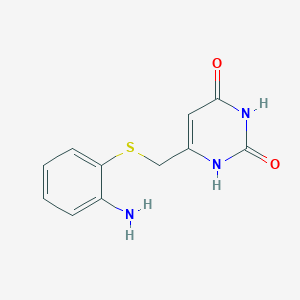 molecular formula C11H11N3O2S B500961 6-{[(2-aminophenyl)sulfanyl]methyl}-2,4(1H,3H)-pyrimidinedione 