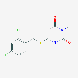 molecular formula C13H12Cl2N2O2S B500962 6-[(2,4-dichlorobenzyl)sulfanyl]-1,3-dimethyl-2,4(1H,3H)-pyrimidinedione 