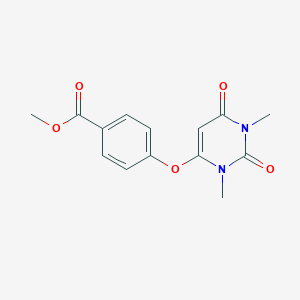 molecular formula C14H14N2O5 B500977 Methyl 4-[(1,3-dimethyl-2,6-dioxo-1,2,3,6-tetrahydro-4-pyrimidinyl)oxy]benzoate 