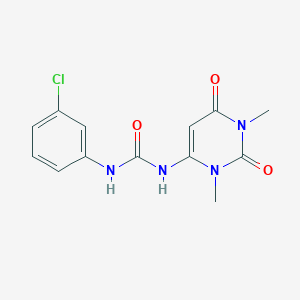 molecular formula C13H13ClN4O3 B500982 N-(3-chlorophenyl)-N'-(1,3-dimethyl-2,6-dioxo-1,2,3,6-tetrahydro-4-pyrimidinyl)urea 