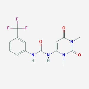 molecular formula C14H13F3N4O3 B500991 N-(1,3-dimethyl-2,6-dioxo-1,2,3,6-tetrahydro-4-pyrimidinyl)-N'-[3-(trifluoromethyl)phenyl]urea 