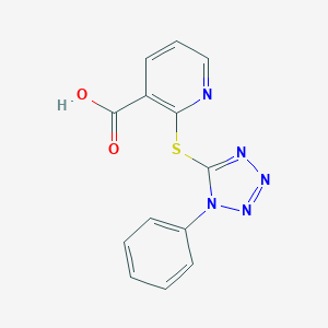 molecular formula C13H9N5O2S B501023 2-[(1-phenyl-1H-tetraazol-5-yl)sulfanyl]nicotinic acid 