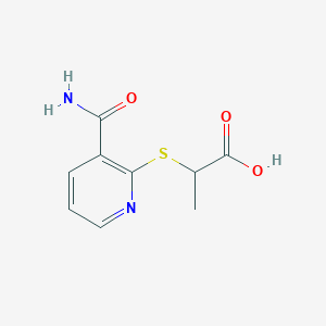 molecular formula C9H10N2O3S B501024 2-{[3-(Aminocarbonyl)-2-pyridinyl]sulfanyl}propanoic acid 