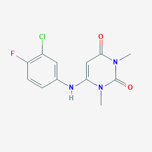 molecular formula C12H11ClFN3O2 B501046 6-(3-Chloro-4-fluoroanilino)-1,3-dimethylpyrimidine-2,4-dione 