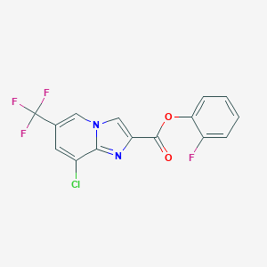 molecular formula C15H7ClF4N2O2 B501095 2-Fluorophenyl 8-chloro-6-(trifluoromethyl)imidazo[1,2-a]pyridine-2-carboxylate 