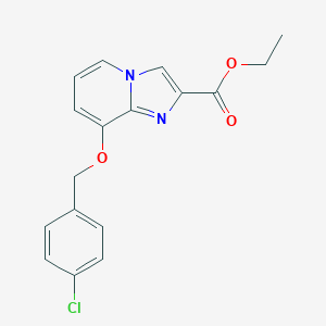 molecular formula C17H15ClN2O3 B501104 Ethyl 8-[(4-chlorobenzyl)oxy]imidazo[1,2-a]pyridine-2-carboxylate 
