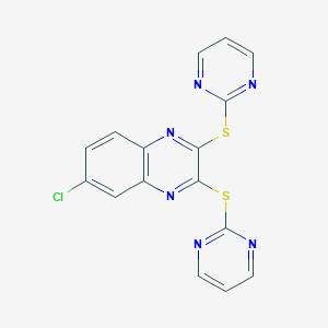 molecular formula C16H9ClN6S2 B501121 6-Chloro-2,3-bis(2-pyrimidinylsulfanyl)quinoxaline 