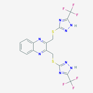 molecular formula C16H10F6N8S2 B501122 2,3-bis({[5-(trifluoromethyl)-1H-1,2,4-triazol-3-yl]sulfanyl}methyl)quinoxaline 