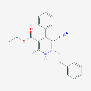 molecular formula C23H22N2O2S B501130 Ethyl 6-(benzylsulfanyl)-5-cyano-2-methyl-4-phenyl-1,4-dihydro-3-pyridinecarboxylate 