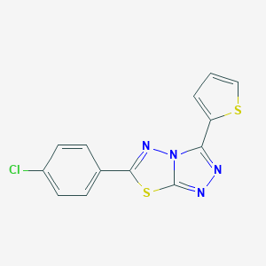 molecular formula C13H7ClN4S2 B501136 6-(4-Chlorophenyl)-3-(2-thienyl)[1,2,4]triazolo[3,4-b][1,3,4]thiadiazole CAS No. 878435-19-9