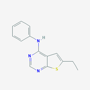 molecular formula C14H13N3S B501137 6-ethyl-N-phenylthieno[2,3-d]pyrimidin-4-amine 