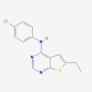 molecular formula C14H12ClN3S B501138 N-(4-Chlorophenyl)-6-ethylthieno[2,3-d]pyrimidine-4-amine 