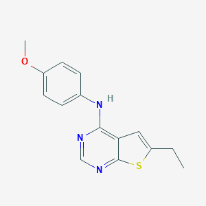 molecular formula C15H15N3OS B501139 6-ethyl-N-(4-methoxyphenyl)thieno[2,3-d]pyrimidin-4-amine CAS No. 5934-75-8