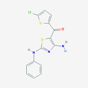 molecular formula C14H10ClN3OS2 B501158 (4-Amino-2-anilino-1,3-thiazol-5-yl)(5-chloro-2-thienyl)methanone CAS No. 353512-04-6