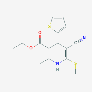 molecular formula C15H16N2O2S2 B501162 Ethyl 5-cyano-2-methyl-6-(methylsulfanyl)-4-(2-thienyl)-1,4-dihydro-3-pyridinecarboxylate 