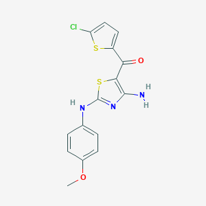 molecular formula C15H12ClN3O2S2 B501168 [4-Amino-2-(4-methoxyanilino)-1,3-thiazol-5-yl](5-chloro-2-thienyl)methanone 