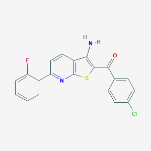 molecular formula C20H12ClFN2OS B501170 [3-Amino-6-(2-fluorophenyl)thieno[2,3-b]pyridin-2-yl](4-chlorophenyl)methanone 
