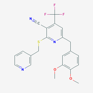 6-(3,4-Dimethoxybenzyl)-2-[(3-pyridinylmethyl)sulfanyl]-4-(trifluoromethyl)nicotinonitrile