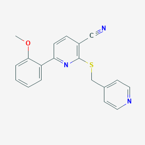 molecular formula C19H15N3OS B501174 6-(2-Methoxyphenyl)-2-[(4-pyridinylmethyl)sulfanyl]nicotinonitrile 