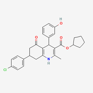 cyclopentyl 7-(4-chlorophenyl)-4-(3-hydroxyphenyl)-2-methyl-5-oxo-1,4,5,6,7,8-hexahydro-3-quinolinecarboxylate