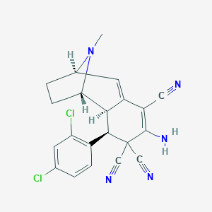 molecular formula C21H17Cl2N5 B501183 5-Amino-3-(2,4-dichlorophenyl)-12-methyl-12-azatricyclo[7.2.1.0~2,7~]dodeca-5,7-diene-4,4,6-tricarbonitrile 