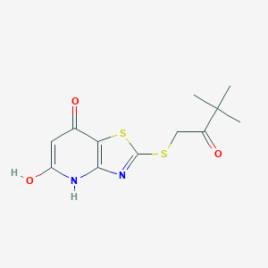 molecular formula C12H14N2O3S2 B501189 2-(3,3-dimethyl-2-oxobutyl)sulfanyl-5-hydroxy-4H-[1,3]thiazolo[4,5-b]pyridin-7-one 