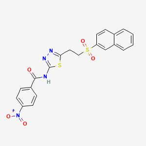 molecular formula C21H16N4O5S2 B5011890 N-{5-[2-(2-naphthylsulfonyl)ethyl]-1,3,4-thiadiazol-2-yl}-4-nitrobenzamide 