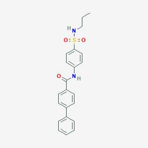 molecular formula C22H22N2O3S B501205 N-[4-(propylsulfamoyl)phenyl]biphenyl-4-carboxamide 