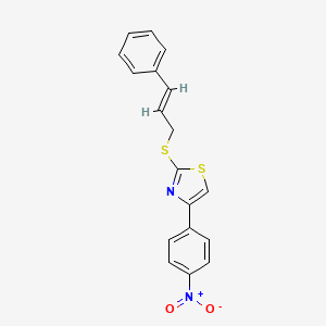 molecular formula C18H14N2O2S2 B5012134 4-(4-nitrophenyl)-2-[(3-phenyl-2-propen-1-yl)thio]-1,3-thiazole 