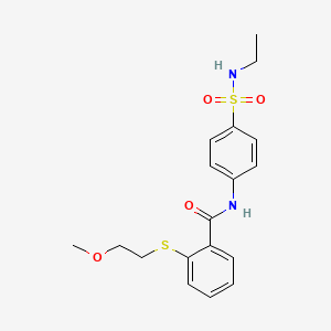 molecular formula C18H22N2O4S2 B5012152 N-[4-(ethylsulfamoyl)phenyl]-2-[(2-methoxyethyl)sulfanyl]benzamide 