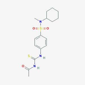 molecular formula C16H23N3O3S2 B501217 N-({4-[cyclohexyl(methyl)sulfamoyl]phenyl}carbamothioyl)acetamide 