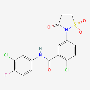 molecular formula C16H11Cl2FN2O4S B5012295 2-chloro-N-(3-chloro-4-fluorophenyl)-5-(1,1,3-trioxo-1lambda6,2-thiazolidin-2-yl)benzamide 