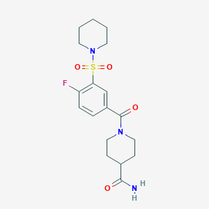 molecular formula C18H24FN3O4S B5012324 1-[4-fluoro-3-(1-piperidinylsulfonyl)benzoyl]-4-piperidinecarboxamide 