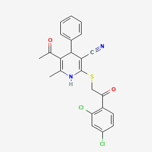 molecular formula C23H18Cl2N2O2S B5012333 5-Acetyl-2-[2-(2,4-dichlorophenyl)-2-oxoethyl]sulfanyl-6-methyl-4-phenyl-1,4-dihydropyridine-3-carbonitrile 