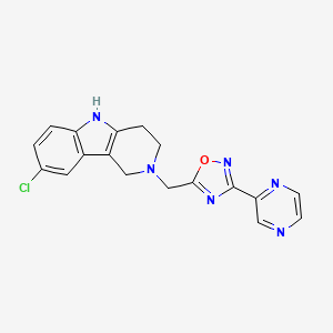 molecular formula C18H15ClN6O B5012356 8-chloro-2-{[3-(2-pyrazinyl)-1,2,4-oxadiazol-5-yl]methyl}-2,3,4,5-tetrahydro-1H-pyrido[4,3-b]indole 