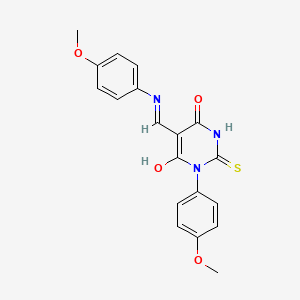 molecular formula C19H17N3O4S B5012411 1-(4-methoxyphenyl)-5-{[(4-methoxyphenyl)amino]methylene}-2-thioxodihydro-4,6(1H,5H)-pyrimidinedione 