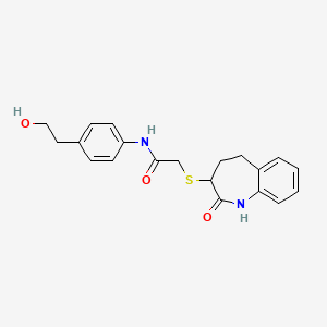 molecular formula C20H22N2O3S B5012442 N-[4-(2-hydroxyethyl)phenyl]-2-[(2-oxo-2,3,4,5-tetrahydro-1H-1-benzazepin-3-yl)thio]acetamide 