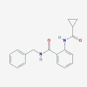 molecular formula C18H18N2O2 B501248 N-benzyl-2-[(cyclopropylcarbonyl)amino]benzamide 