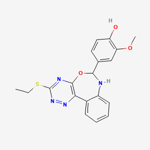 molecular formula C19H18N4O3S B5012527 4-[3-(ethylthio)-6,7-dihydro[1,2,4]triazino[5,6-d][3,1]benzoxazepin-6-yl]-2-methoxyphenol 