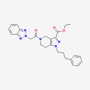 ethyl 5-(2H-1,2,3-benzotriazol-2-ylacetyl)-1-(3-phenylpropyl)-4,5,6,7-tetrahydro-1H-pyrazolo[4,3-c]pyridine-3-carboxylate